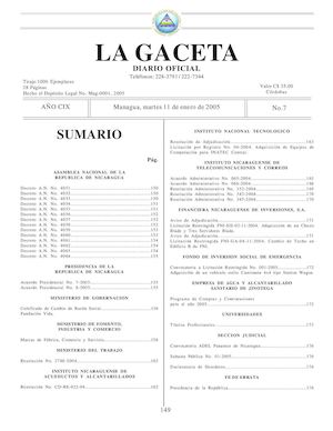 Gaceta No 7 Martes 11 De Enero De 2005