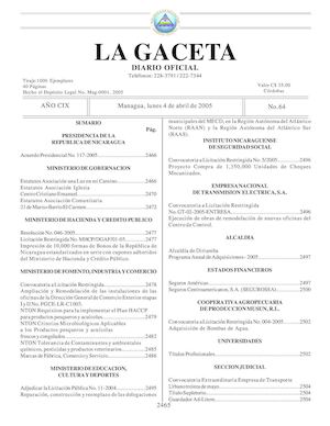 Gaceta No 64 Lunes 4 De Abril 2005