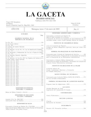 Gaceta No 11 Lunes 17 De Enero De 2005