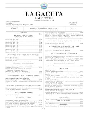 Gaceta No 55 Viernes 18 De Marzo 2005