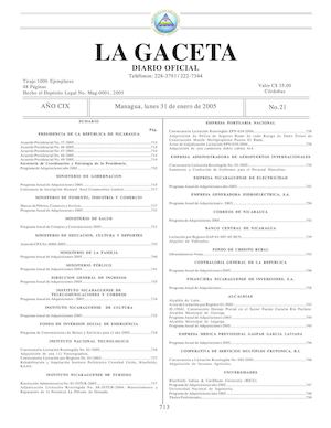 Gaceta No 21 Lunes 31 De Enero 2005