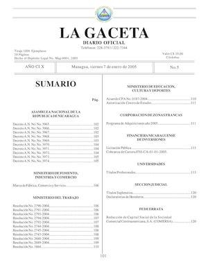 Gaceta No 5 Viernes 7 De Enero 2005