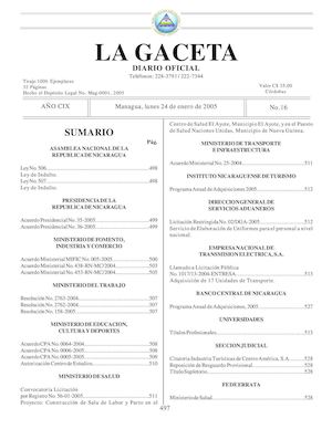 Gaceta No 16 Lunes 24 De Enero De 2005