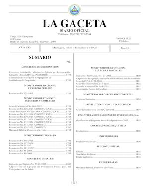 Gaceta No 46 Lunes 7 De Marzo 2005