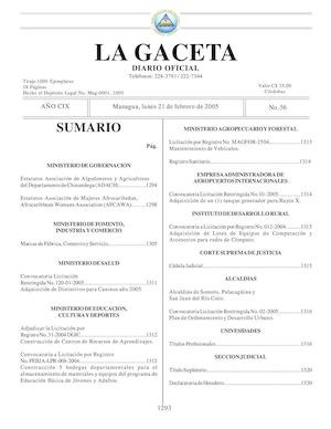 Gaceta No 36 Lunes 21 De Febrero De 2005