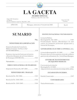 Gaceta No 81 Miercoles 27 De Abril 2005