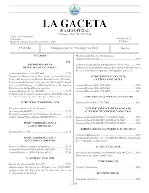 Gaceta No 96 Jueves 19 De Mayo 2005