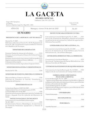 Gaceta No 83 Viernes 29 De Abril 2005