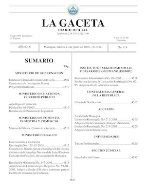 Gaceta No 119 Martes 21 De Junio De 2005