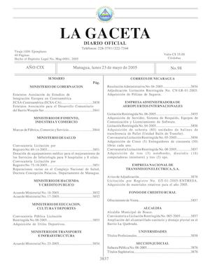 Gaceta No 98 Lunes 23 De Mayo 2005