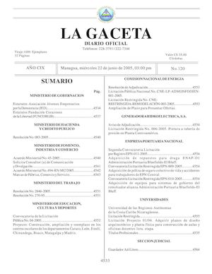 Gaceta No 120 Miercoles 22 De Junio De 2005