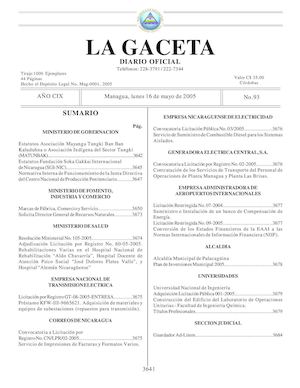 Gaceta No 93 Lunes 16 De Mayo 2005