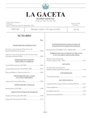 Gaceta No 94 Martes 17 De Mayo 2005