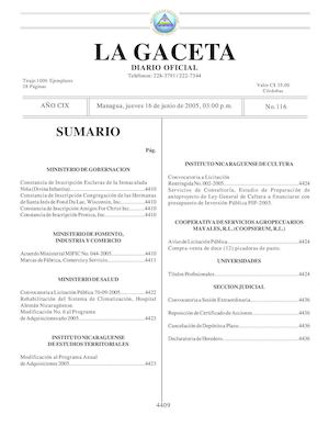Gaceta No 116 Jueves 16 De Junio De 2005