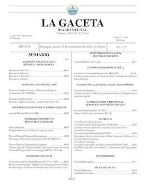 Gaceta No 177 Lunes 12 De Septiembre 2005
