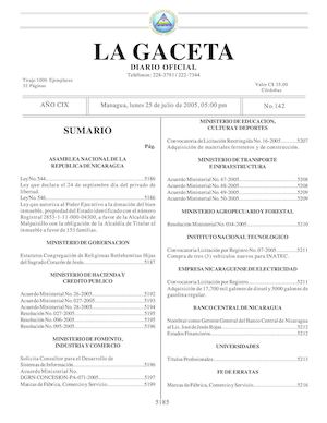 Gaceta No 142  Lunes 25 De Julio 2005