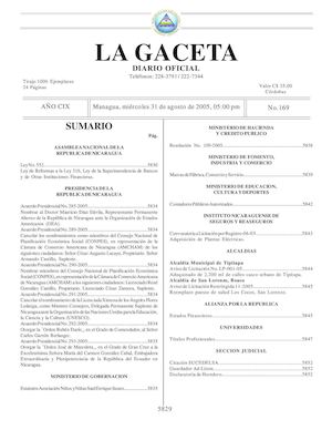 Gaceta No 169 Miercoles 31 De Agosto 2005