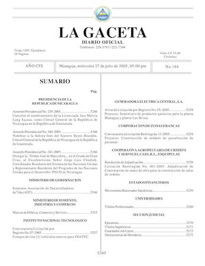 Gaceta No 144 Miercoles 27 De Julio 2005