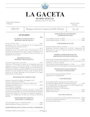 Gaceta No 135 Miercoles 13 De Julio De 2005