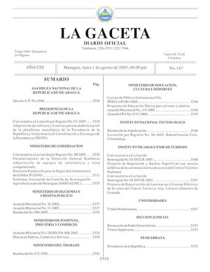 Gaceta No 147 Lunes 1 De Agosto 2005