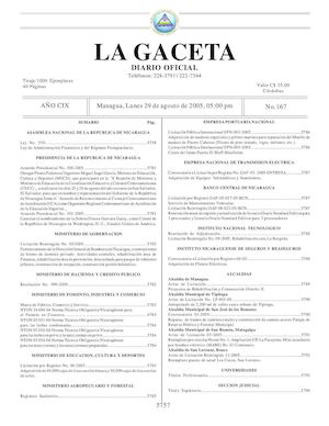 Gaceta No 167 Lunes 29 De Agosto 2005