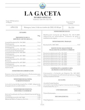Gaceta No 220 Lunes 14 De Noviembre De 2005