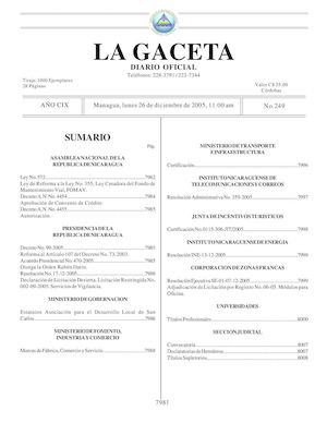 Gaceta No 249 Lunes 26 De Diciembre De 2005
