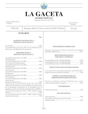 Gaceta No 226 Martes 22 De Noviembre De 2005