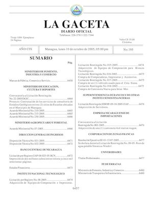 Gaceta No 195 Lunes 10 De Octubre 2005