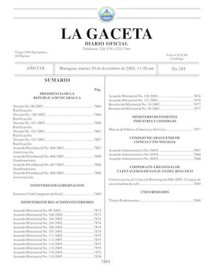 Gaceta No 245 Martes 20 De Diciembre De 2005
