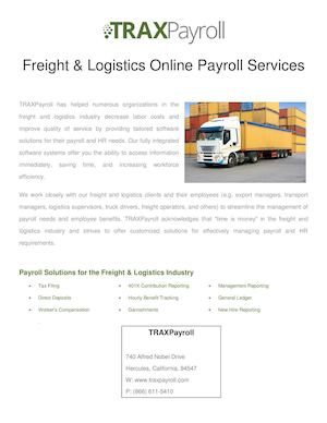 Freight & Logistics Online Payroll Services - TraxPayroll