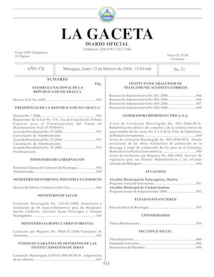 Gaceta No 31 Lunes 13 De Febrero De 2006