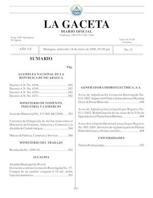 Gaceta No 13 Miércoles 18 De Enero De 2006