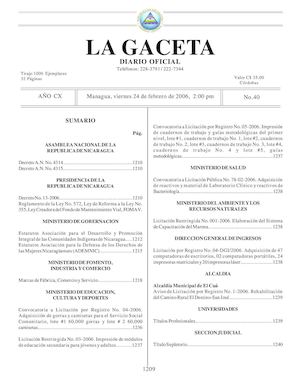 Gaceta No 40 Viernes 24 De Febrero De 2006