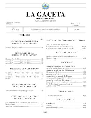 Gaceta No 59 Jueves 23 De Marzo De 2006