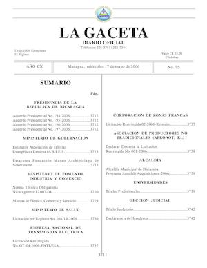 Gaceta No 95 Miércoles 17 De Mayo De 2006