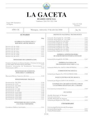 Gaceta No 76 Miércoles 19 De Abril De 2006