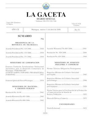 Gaceta No 72 Martes 11 De Abril De 2006