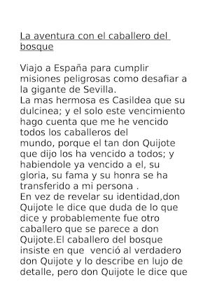 La aventura del caballero del bosque