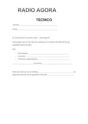 Fichas Para Programa De Radio