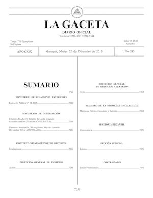 Gaceta No 243 Martes 22 De Diciembre De 2015