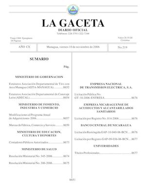 Gaceta # 219 Viernes 10 De Noviembre 2006