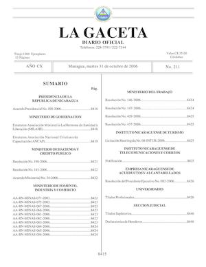 Gaceta # 211 Martes 31 De Octubre 2006