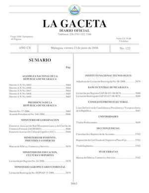 Gaceta No 122 Viernes 23 De Junio De 2006