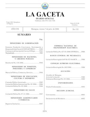 Gaceta No 132 Viernes 7 De Julio De 2006