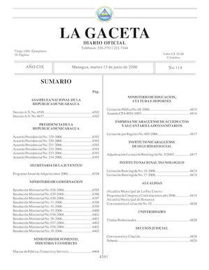 Gaceta No 114 Martes 13 De Junio De 2006