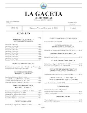 Gaceta No 117 Viernes 16 De Junio De 2006