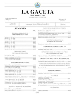 Gaceta No 146 Viernes 28 De Julio 2006