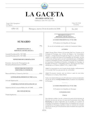 Gaceta # 249 Martes 26 De Diciembre 2006