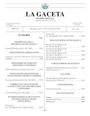 Gaceta No 198 Jueves 12 De Octubre 2006